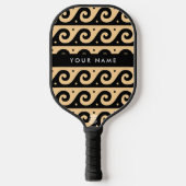 Greek Meander Key, Wave Key, Bruin, Jouw naam Pickleball Paddle (Voorkant)