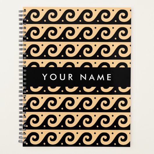 Greek Meander Key, Wave Key, Bruin, Jouw naam Planner (Voorkant)