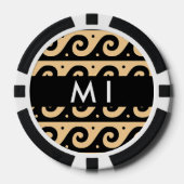 Greek Meander Key, Wave Key, Bruin, Jouw naam Poker Chips (Voorkant)