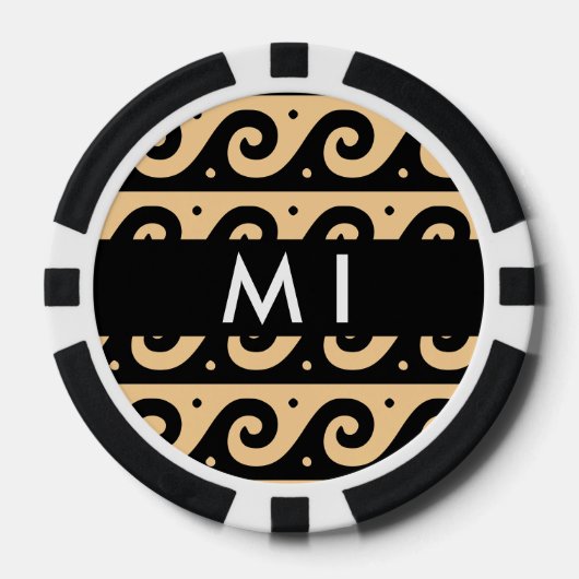 Greek Meander Key, Wave Key, Bruin, Jouw naam Poker Chips (Voorkant)