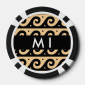 Greek Meander Key, Wave Key, Bruin, Jouw naam Poker Chips (Achterkant)