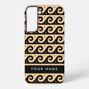 Greek Meander Key, Wave Key, Bruin, Jouw naam Samsung Galaxy Hoesje