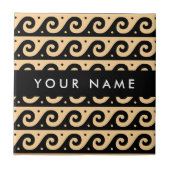 Greek Meander Key, Wave Key, Bruin, Jouw naam Tegeltje (Voorkant)