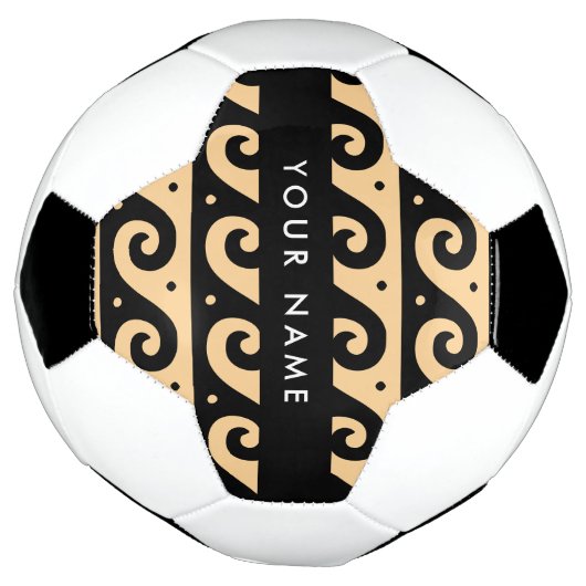 Greek Meander Key, Wave Key, Bruin, Jouw naam Voetbal (Gedraaid)