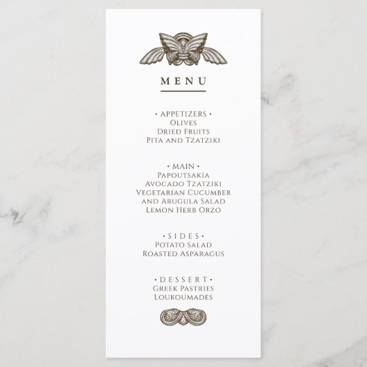Greek menu party table Sign with stone elements (Voorkant)