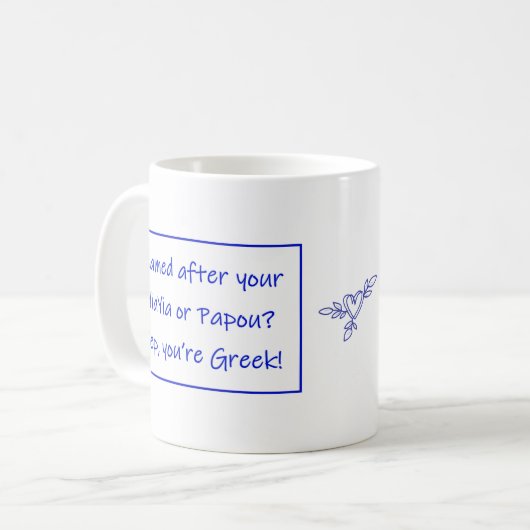 Greek Mug Saying About Your Name Koffiemok (Voorkant links)
