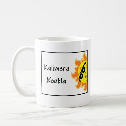 Greek Mug with Saying "Kalimera Koukla" Koffiemok (Links)
