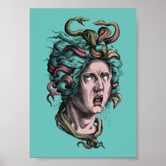 Greek mythology Medusa's bad hair day Poster (Voorkant)