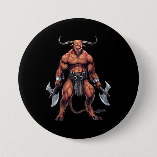 Greek Mythology Minotaur Ronde Button 7,6 Cm (Voorkant)