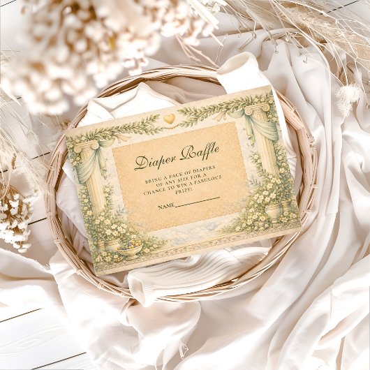 Greek Neutral Floral Diapper Raffle Informatiekaartje