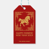 Greek Ornament Frame Golden Horse Pattern Red  Cadeaulabel (Voorkant)