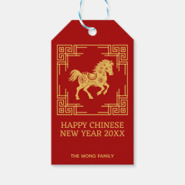 Greek Ornament Frame Golden Horse Pattern Red  Cadeaulabel