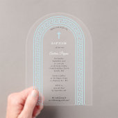 Greek Orthodox Christening Baptism Blue Greek Key Acryl Uitnodigingen (Insitu (Draagbaar))