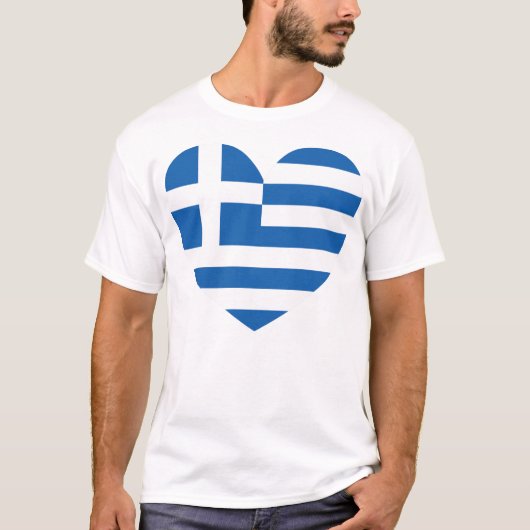 Greek Pride Flag Love Heart T-shirt (Voorkant)
