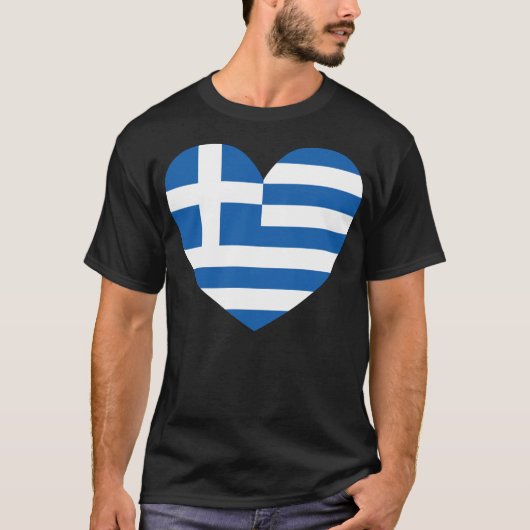 Greek Pride Flag Love Heart T-shirt (Voorkant)