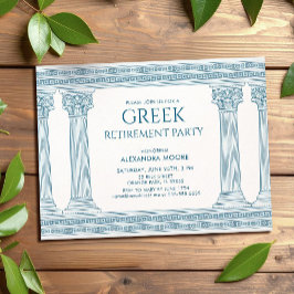 Greek Retirement party postcard in blue Briefkaart