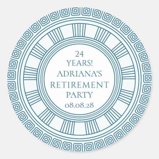 Greek Retirement party Ronde Sticker (Voorkant)