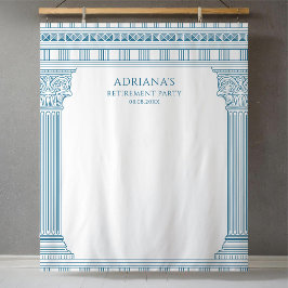 Greek Retirement Party with blue temple columns Wandkleed