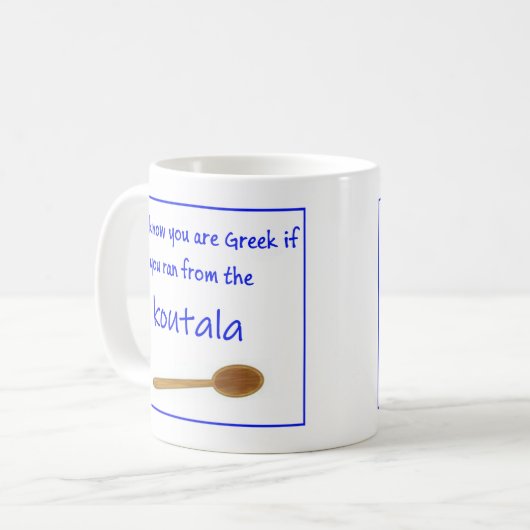 Greek Saying on Ceramic Mug Koffiemok (Voorkant links)