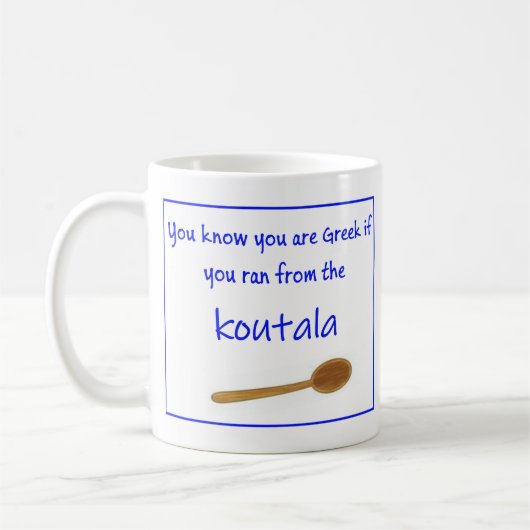 Greek Saying on Ceramic Mug Koffiemok (Links)