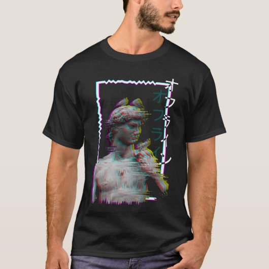 Greek Statue Ancient Vaporwave Synthwave Glitch fr T-shirt (Voorkant)