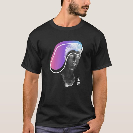 Greek Statue Artsy Vaporwave Retrowave Kanji T-shirt (Voorkant)