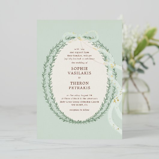 Greek Stefana Folie Uitnodiging (Staand Voorkant)