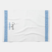 Greek Yiayia Greek Grandmother Gold Greek Key Theedoek (Horizontaal)