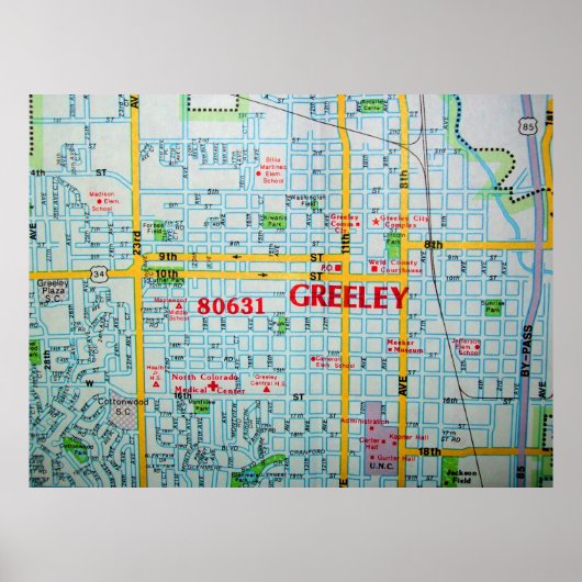 Greeley, CO  Map Poster (Voorkant)