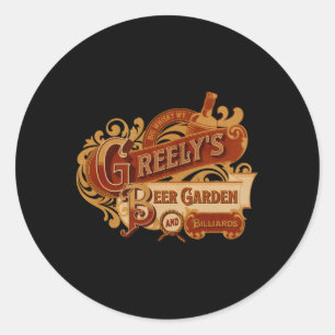 Greely's Beer Garden Billiards Westerne Film Ronde Sticker
