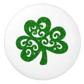 Greem Shamrock Designer keramische knop (Voorkant)