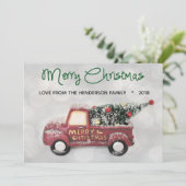  Green 1950's Chevy Merry Christmas Feestdagenkaart (Staand voorkant)