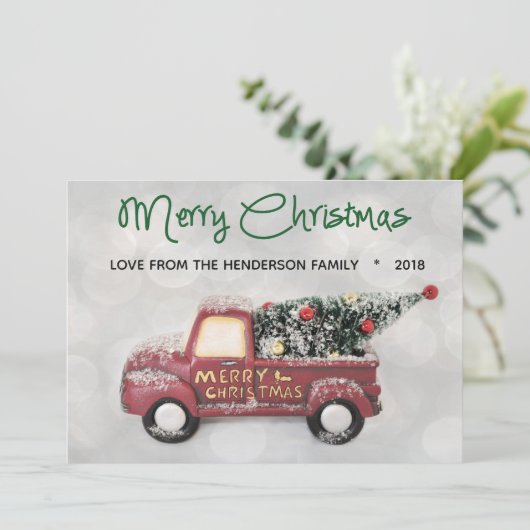 Green 1950's Chevy Merry Christmas Feestdagenkaart (Staand voorkant)