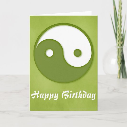 Green 1 Ying/Yang Happy Birthday Wenskaart Kaart (Voorkant)