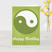 Green 1 Ying/Yang Happy Birthday Wenskaart Kaart (Gele Bloem)