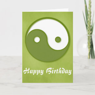 Green 1 Ying/Yang Happy Birthday Wenskaart Kaart