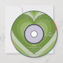 Green 2000s Aura Hearts Music CD Birthday Kaart