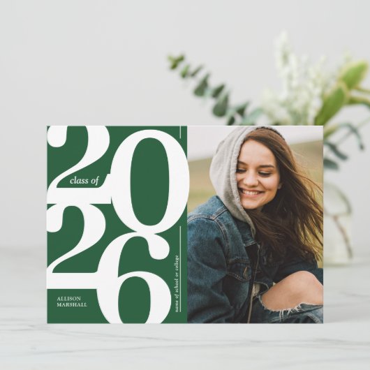 Green 2025 foto afstuderen Party uitnodiging (Staand voorkant)