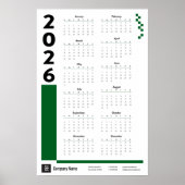 Green 2026 Corporate Wall Calendar Poster (Voorkant)