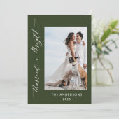 Green 2 Foto Getrouwd Bright Wedding Kerstmis Bedankkaart (Staand voorkant)