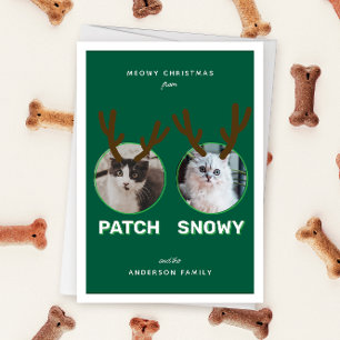 Green 2 Pet Photo Meowy Kerstvakantie Kaart