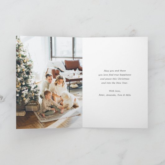 Green 2 Photo Snowflake Merry Christmas Card Feestdagen Kaart (Binnen)