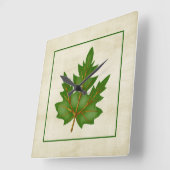 Green 3 Leaf Herfst Season Thormed Square Clock Vierkante Klok (Hoek)