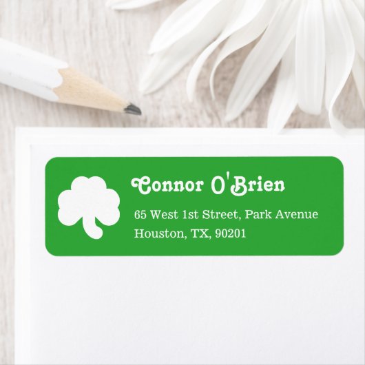Green 3 Leaf Shamrock Clover Irish St Patricks Day Etiket (Insitu)