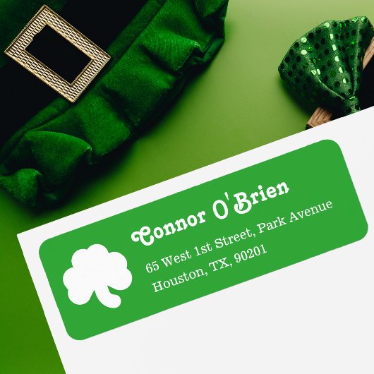 Green 3 Leaf Shamrock Clover Irish St Patricks Day Etiket