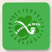 Green 3 Leaf Shamrock Pipe and Irland Text Onderzetter (Voorkant)