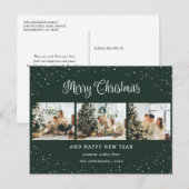 Green 3 Photo Collage Sneeuw Minimalist Feestdagenkaart (Voorkant / Achterkant)