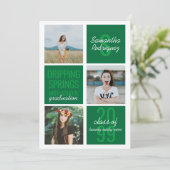 Green 3-Photo Fun Boxes Afstuderen Invitation Kaart (Staand voorkant)