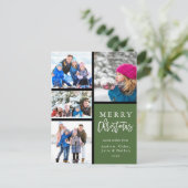 Green 4 Foto Collage Modern Merry Kerstmis Feestdagenkaart (Staand voorkant)