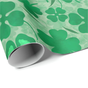 Green 4 Leaf Clovers Saint Patricks Day Cadeaupapier